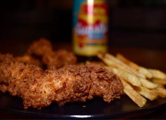 Chicken Tenders, French Fries, Sunshine State Beer