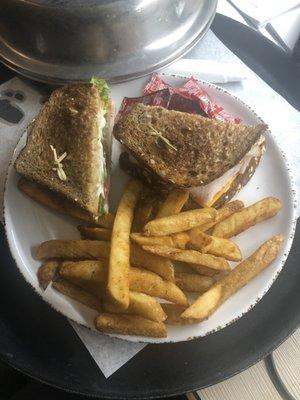 Room service-Turkey sandwich with fries