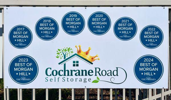 8 time winner of Best Self Storage in Morgan Hill!