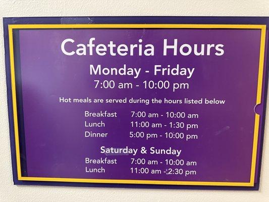 Cafeteria hours.