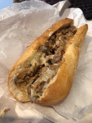 Chicken cheesesteak. Fried onions + mushrooms. Perfect.