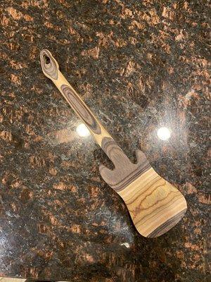 Wooden guitar shaped spoon