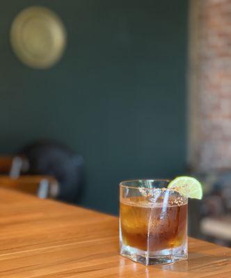 Guatemalan (Illegal Mezcal, Punt E Mes, Ancho Reyes, Nero, mole bitters)