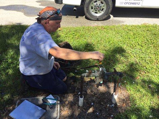 Our technician, Paul, providing backflow testing close to home.