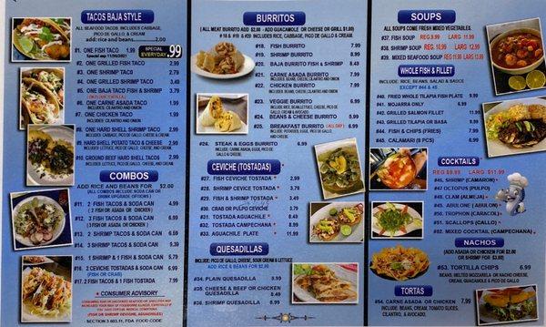 Menu, backside