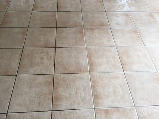 Tile Cleaning - before on left & after on right