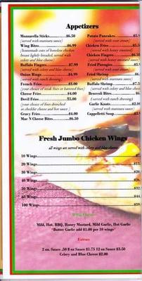 Menu Appetizers/Wings Pg. 2