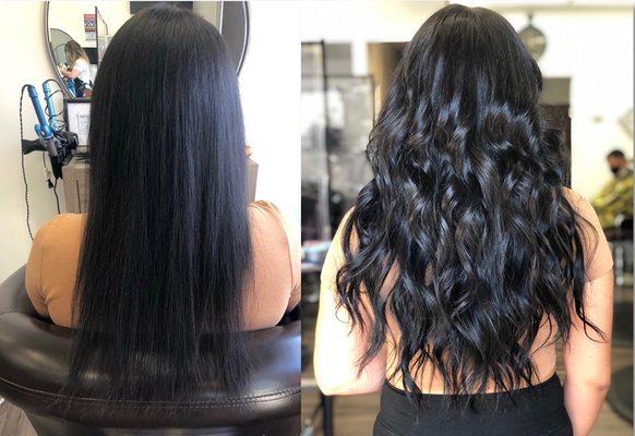 Before and after tape in extensions by Esme