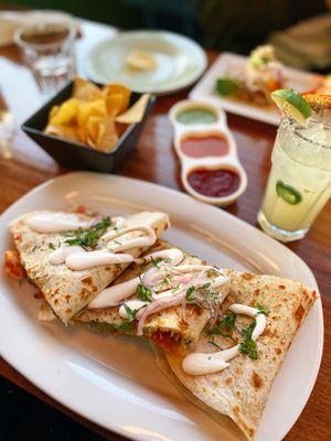 Grilled Shrimp Quesadillas + Jalapeños Margarita