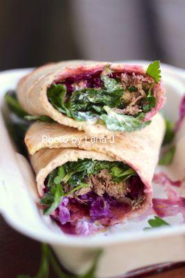 Inside of Lamb Flatbread Sandwich ($20) - braised lamb shoulder on flatbread. Good!