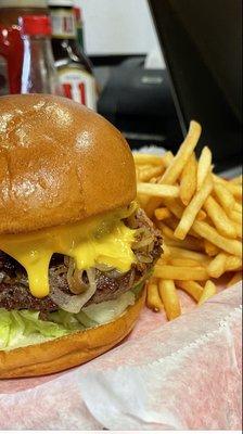 Burger with fries