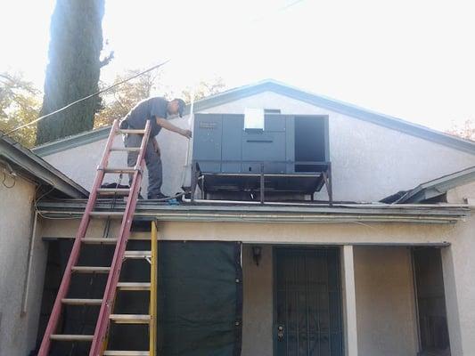 Installing a Trane Gas Package Unit in San Bernardino