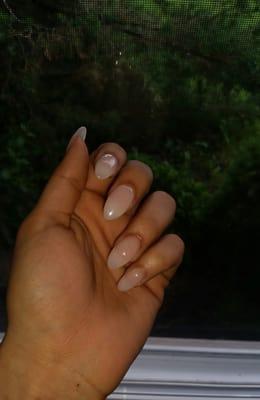 Full set of Gel Nails using a natural pink color in few layers