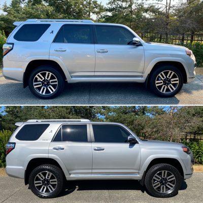 Lift/level and tires before and after.