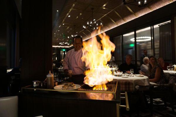 Flaming Bananas Foster table side