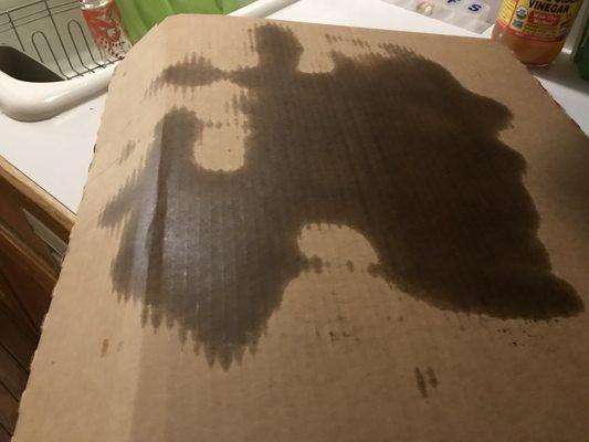 Bottom of box left grease puddle on counter.  Thats how greasy it was.