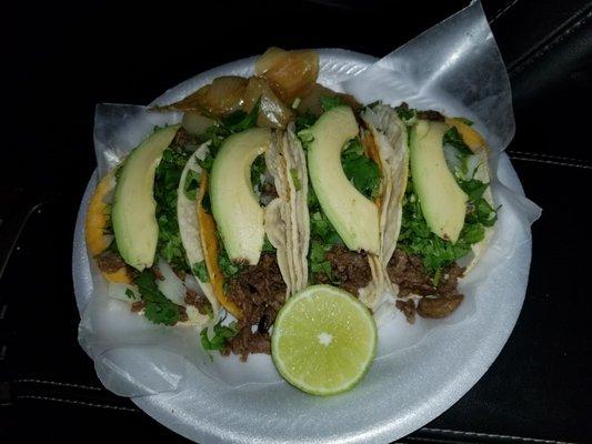 4 asada(steak) tacos