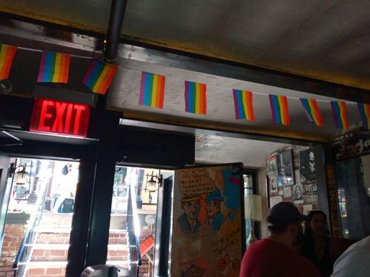 Inside entrance doors on Manhattan Pride Sunday.