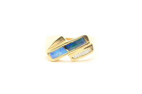 Gold opal and diamond ring