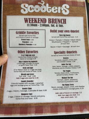 Weekend Breakfast Menu