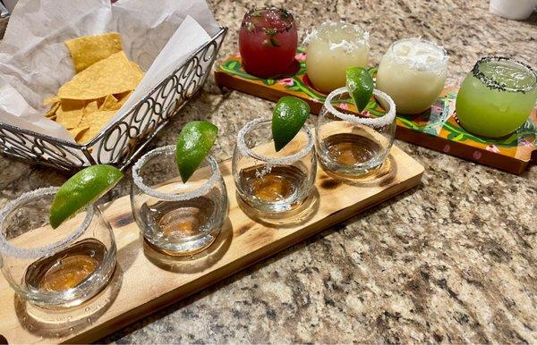 Tequila flights, great silver selection