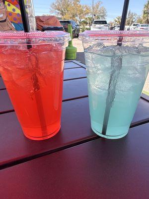 Kiwi Melon and Blue Raspberry Lemonade! Very sweet but delicious!