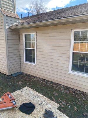 New sheeting behind siding