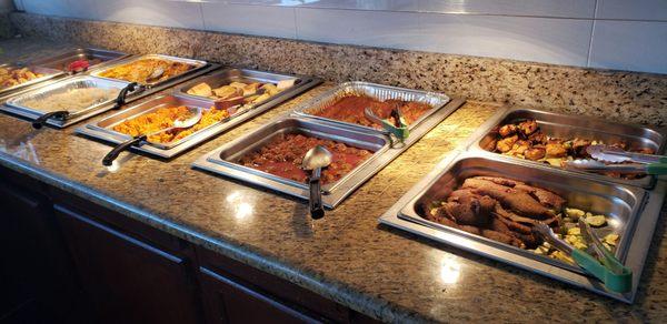 Lunch buffet - meats section. Veggies and dessert too!