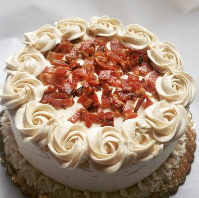 Bourbon banana bacon cake