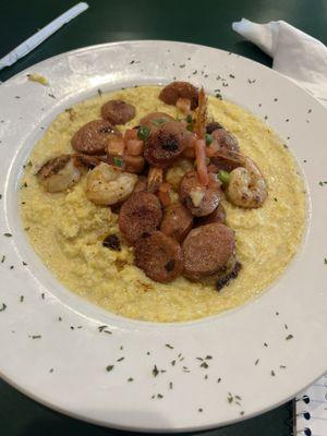 Shrimp and grits   After they fixed it for me with no cheese sauce