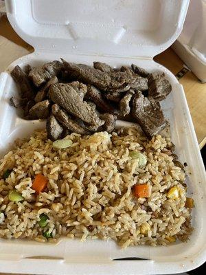 Steak and fried rice combo