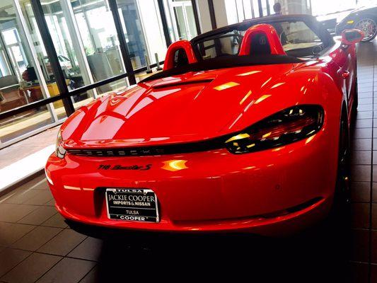 The 2017 Porsche 718 Boxster S. Red is the color this season at Jackie Cooper Porsche!