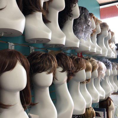 Wigs and toppers inside the salon