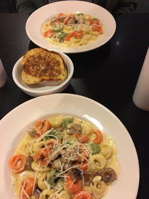 The sausage tortellini and half of a half order or garlic bread