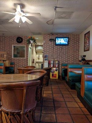 Seating area, booths and tables and chairs