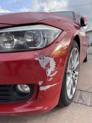 Damage from getting hit as well as paint chipping from road.