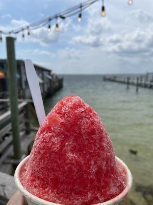 Snowball with ice cream filling