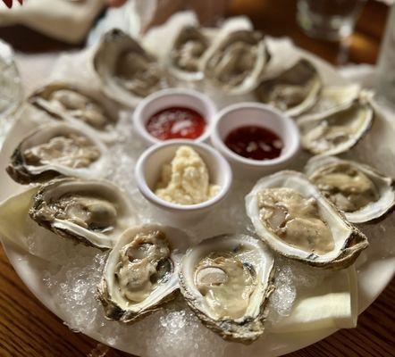 Blue Point freshly shucked oysters with horseradish and house mignonette