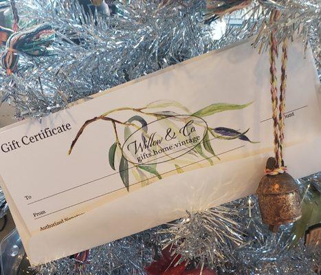 Gift certificates for sale in any amount.