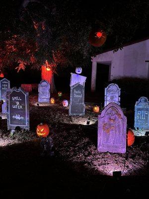 The Creepy Graveyard. Nights of the Jack is a 3/4 mile Spooky Meandering Walking Trail @ King Gillette Ranch in Calabasas October 2023