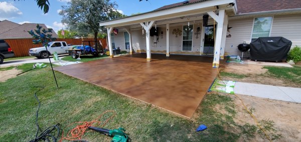 Walnut stain on back patio