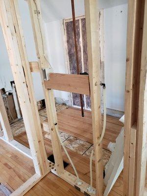 Framing of upstairs bathroom