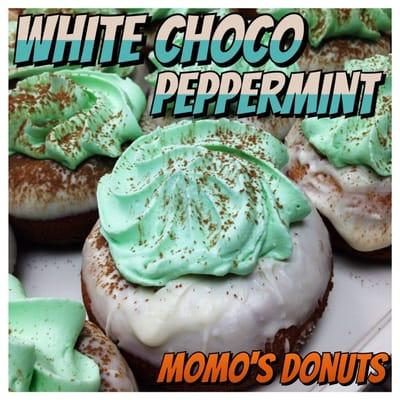 White Chocolate on a moist cake w/ fresh peppermint whip! Simply delish!