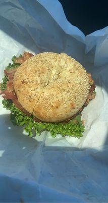 BLT on a Sesame bagel