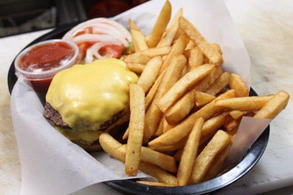 Hand pattied cheeseburgers