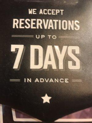 7 day reservations baby!!!