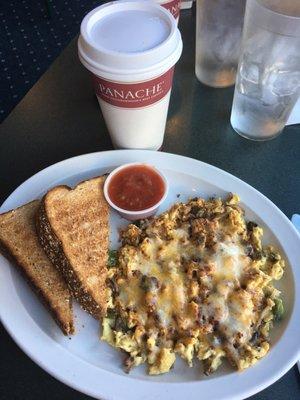 Southwest Veggie Scramble with Wheat toast