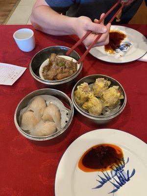 Shrimp har gow, shumai, pork ribs - dimsum