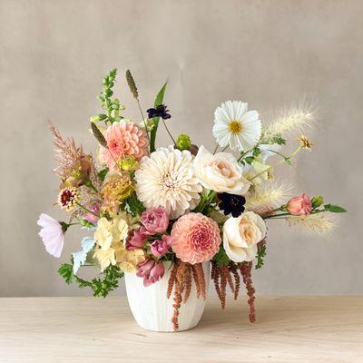 Seasonal blooms in a soft and muted palette sourced fresh from local farms