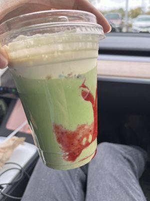 Strawberry matcha latte